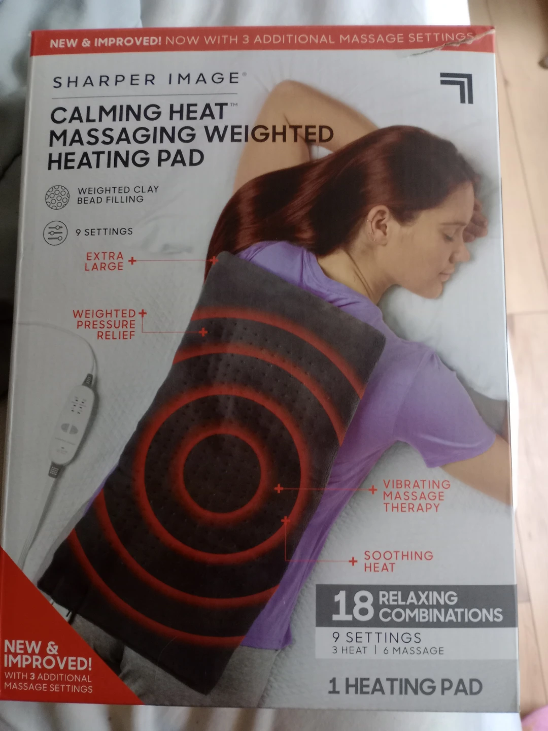 Sharper Image Calming Heat Massaging Weighted Heating Pad