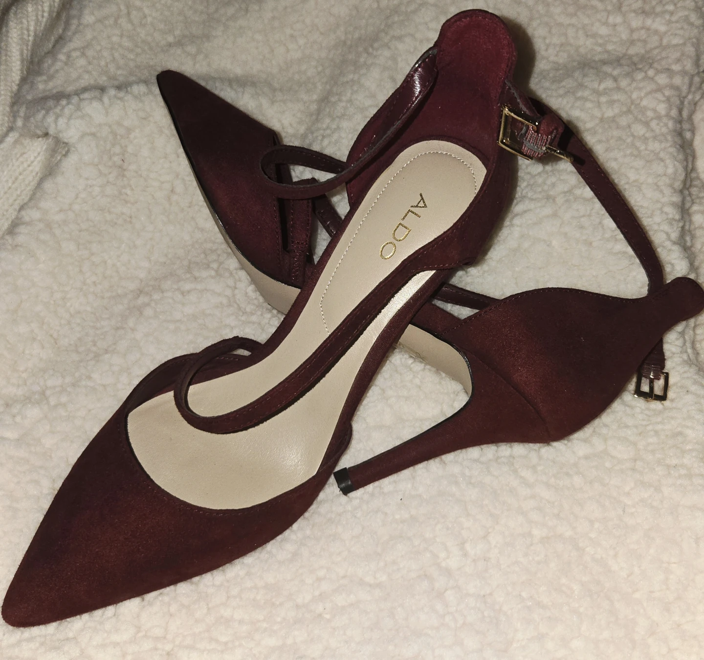 ALDO Women's Burgundy Heels with Ankle Strap