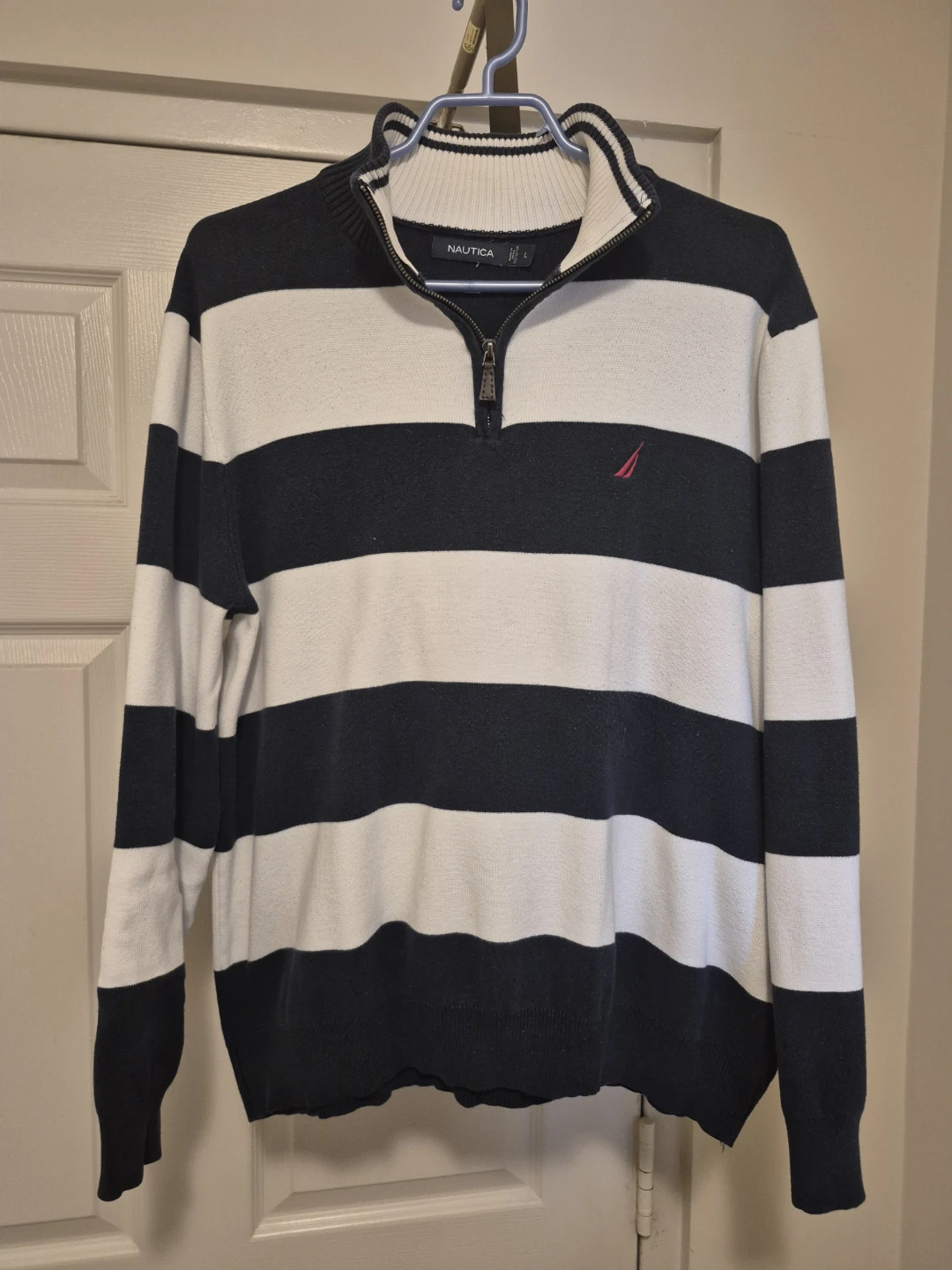 Nautica Striped 1/4 Zip Sweater - Size L ⚽️