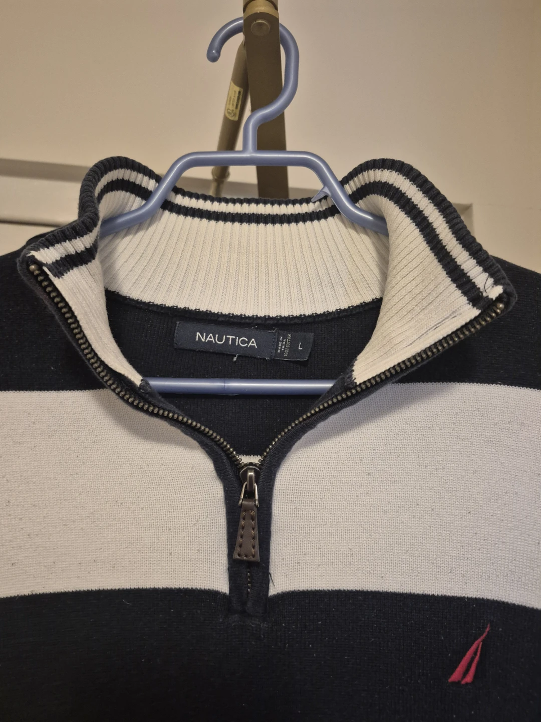 Nautica Striped 1/4 Zip Sweater - Size L ⚽️ - photo 2
