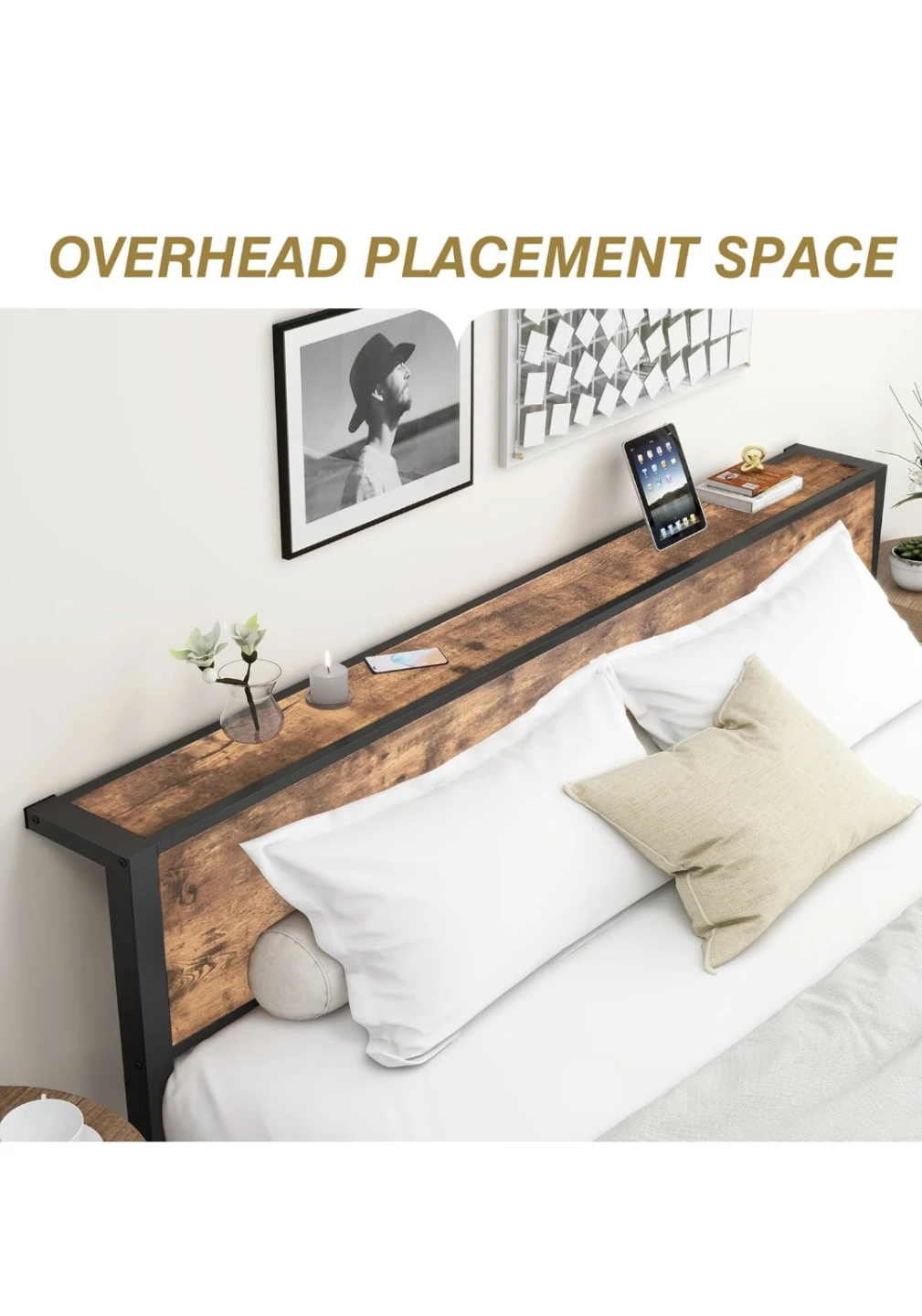 Industrial Style king size Bed Frame with Headboard - photo 2