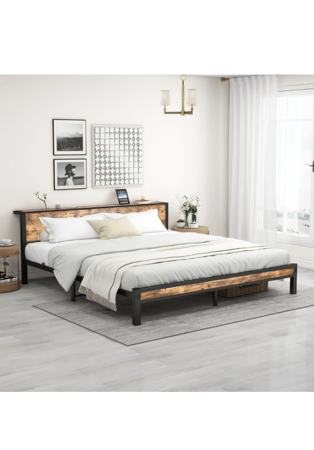 Industrial Style king size Bed Frame with Headboard - photo 5