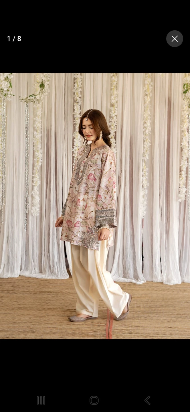 Women's Floral Print 2 pc Kurta with farshi shalwar