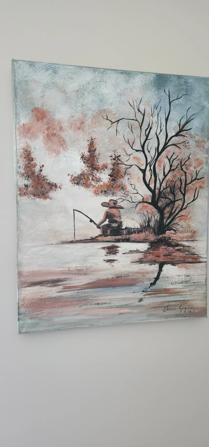 Painting of a Fisherman by Duane Yates