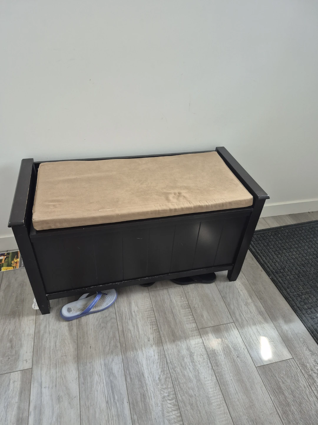 Black Storage Bench with Padded Seat