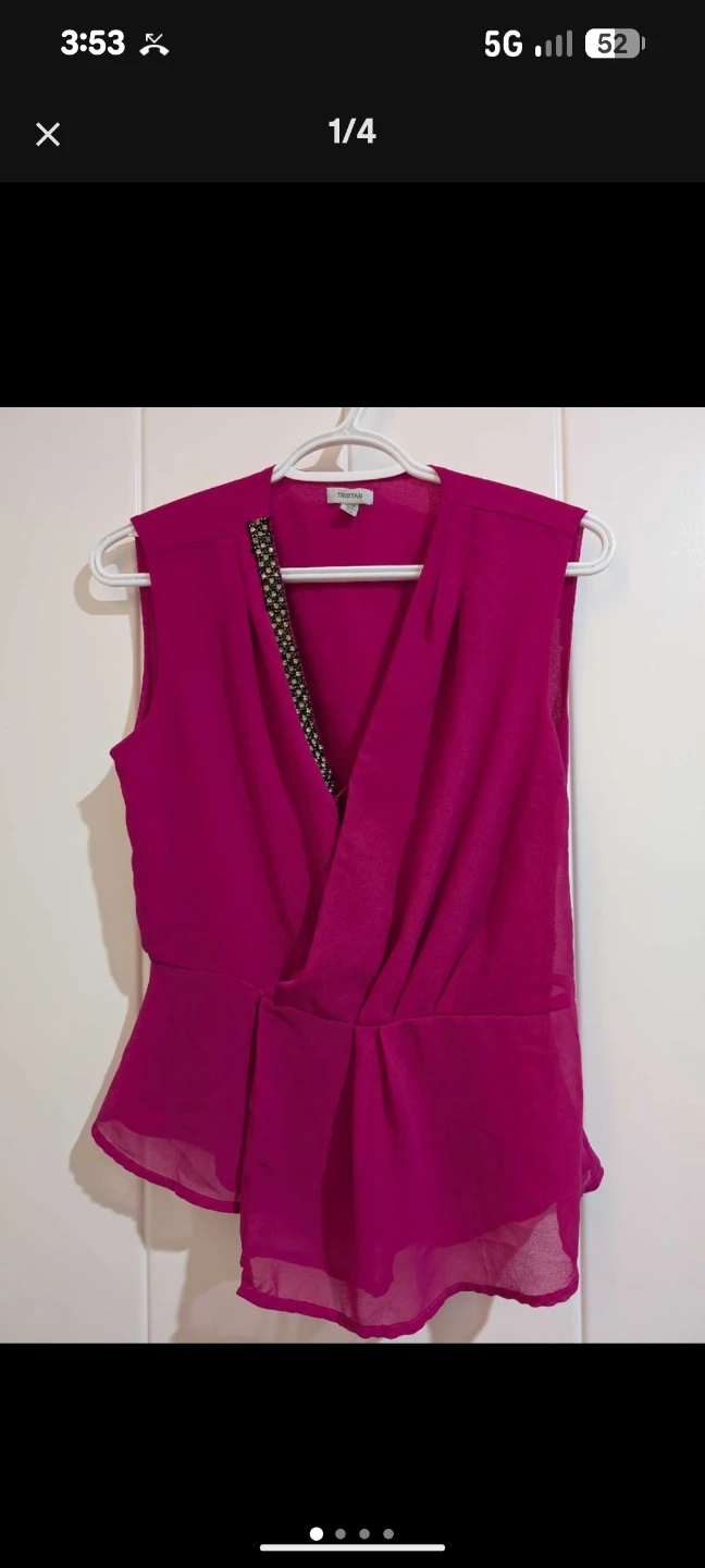 Tristan Women's Pink Peplum Top with Beaded Detail - photo 2