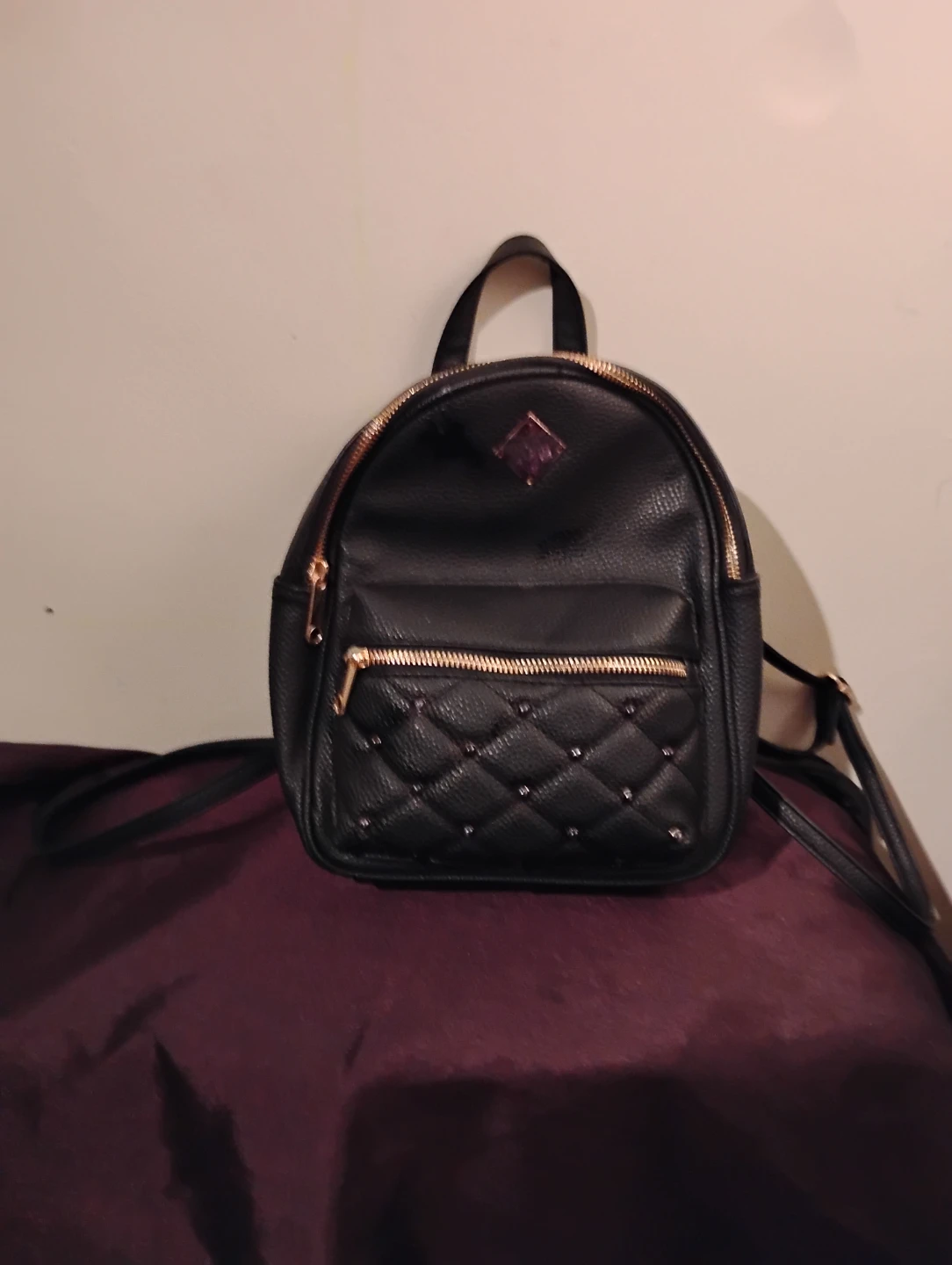 Claire's Black Quilted Mini Backpack