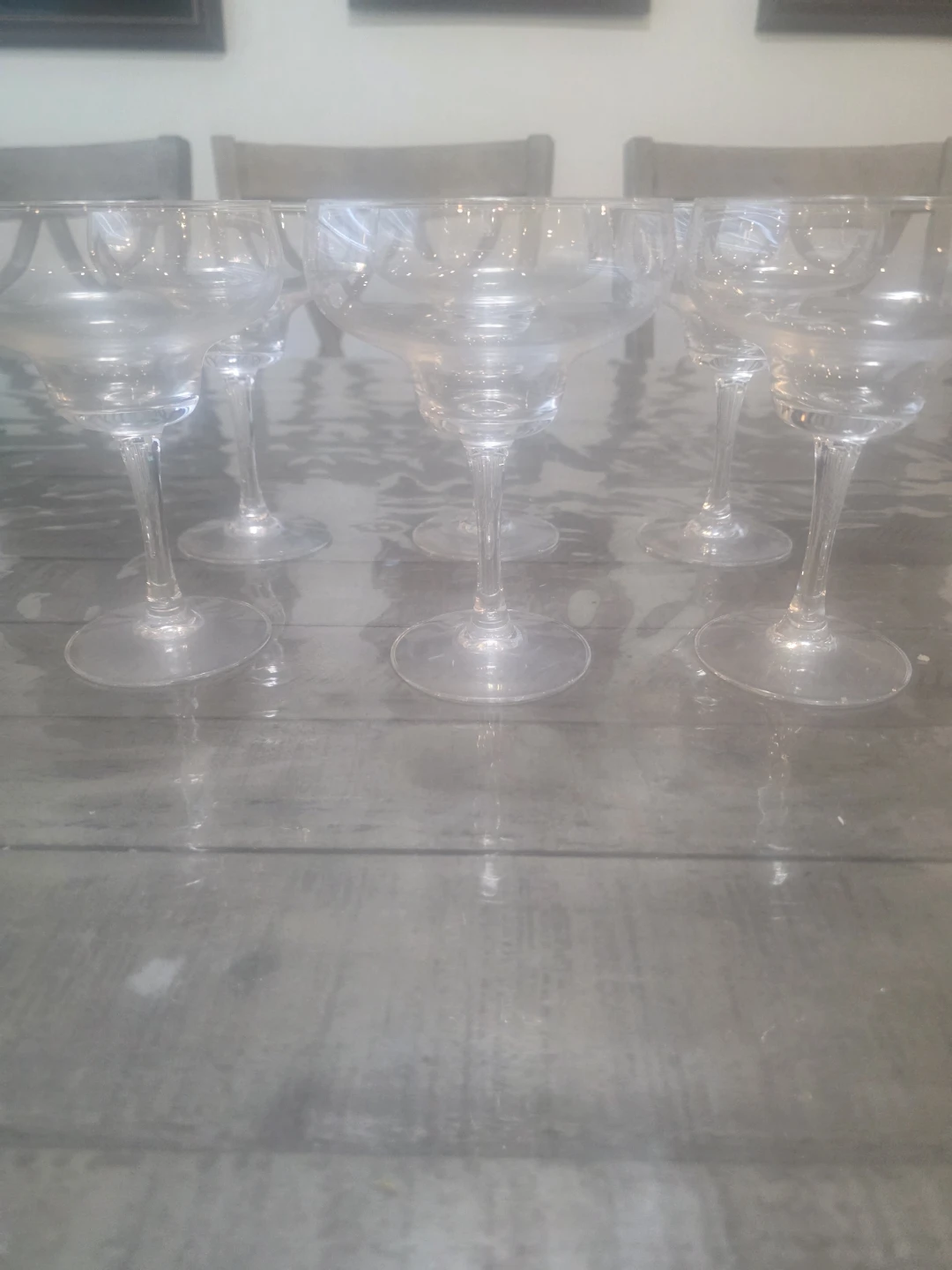 Set of 6 Clear Glass Coupe Glasses