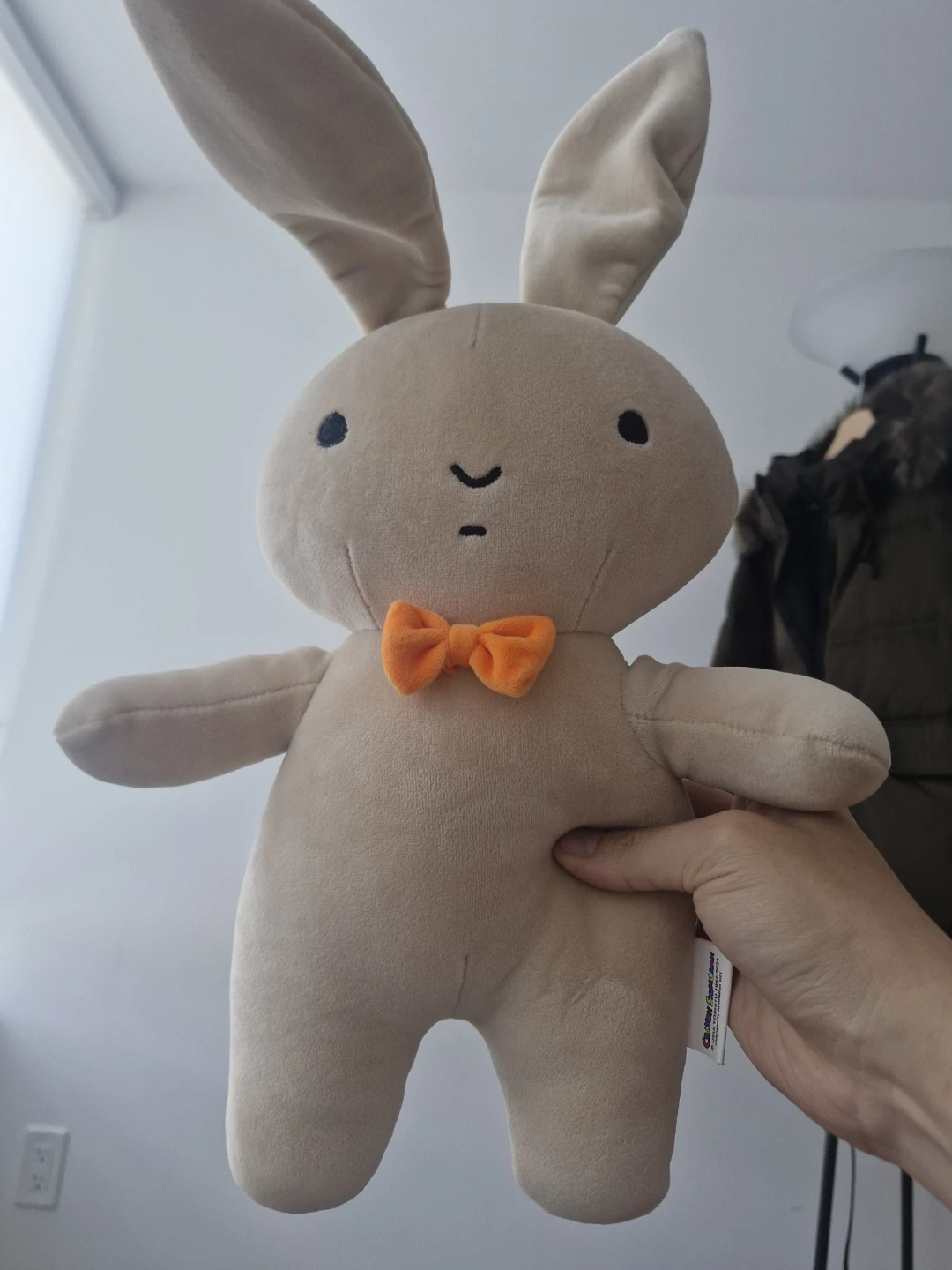 Plush Bunny Rabbit Toy with Orange Bowtie