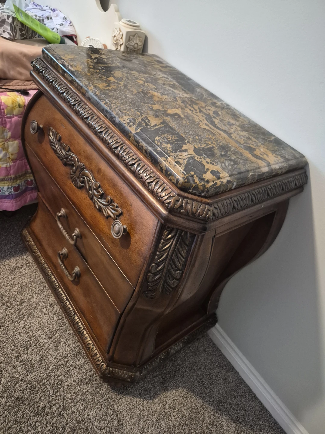 Wooden Nightstand with Marble Top - photo 4