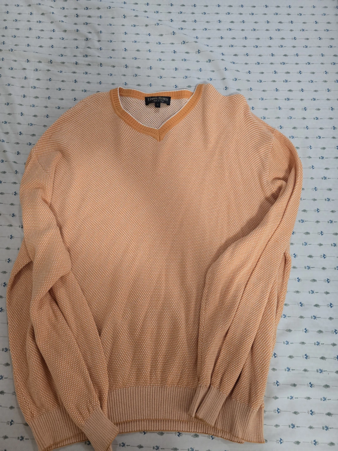Harry Rosen Men's V-Neck Sweater - Orange - Size L