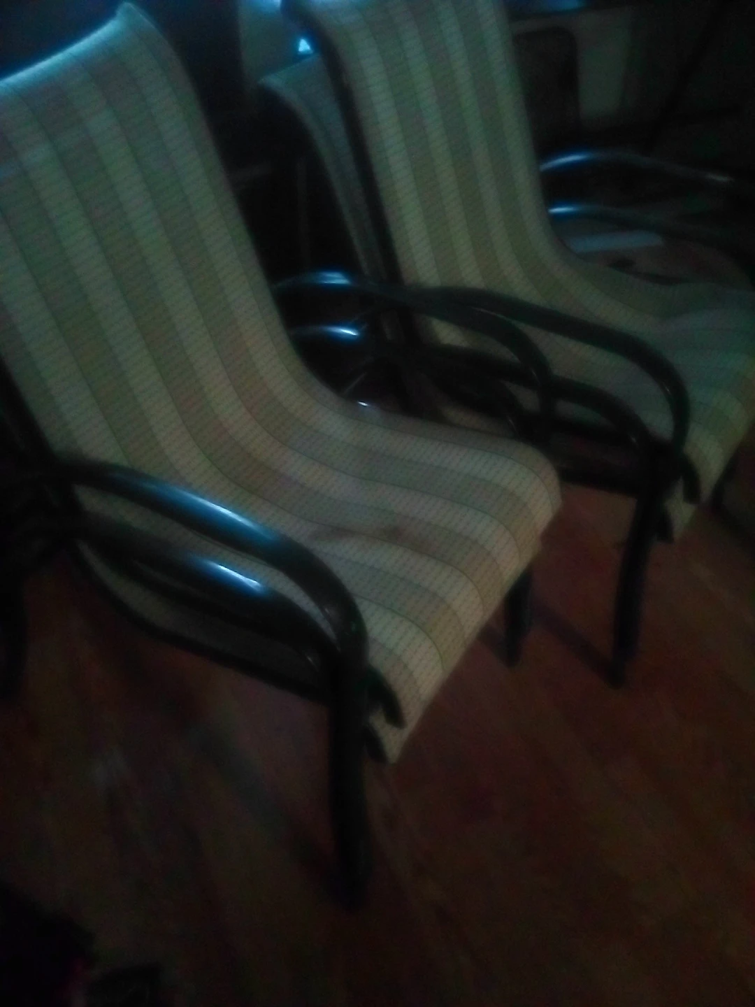Set of four stripes patio chairs