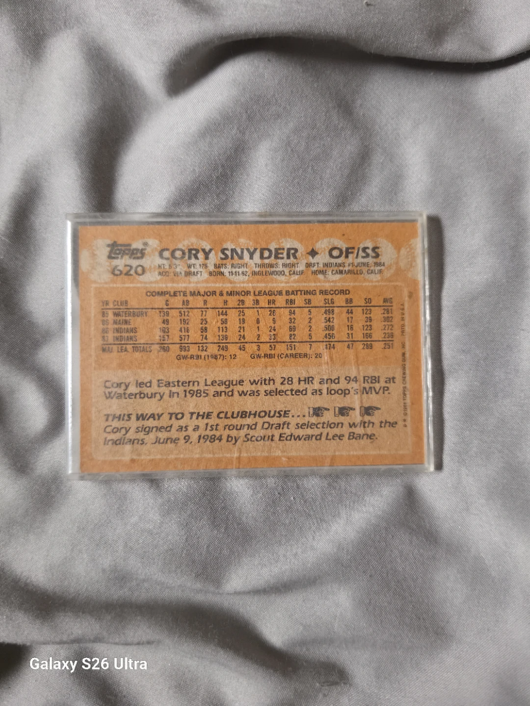 Topps Cory Snyder Baseball Card - photo 2