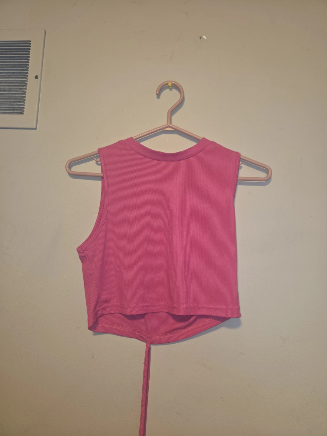 Hot Pink Ribbed Crop Tank Top