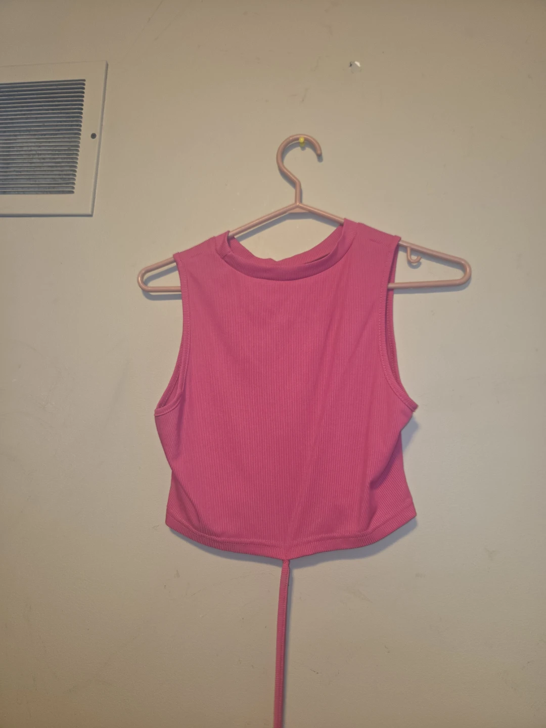 Hot Pink Ribbed Crop Tank Top - photo 2