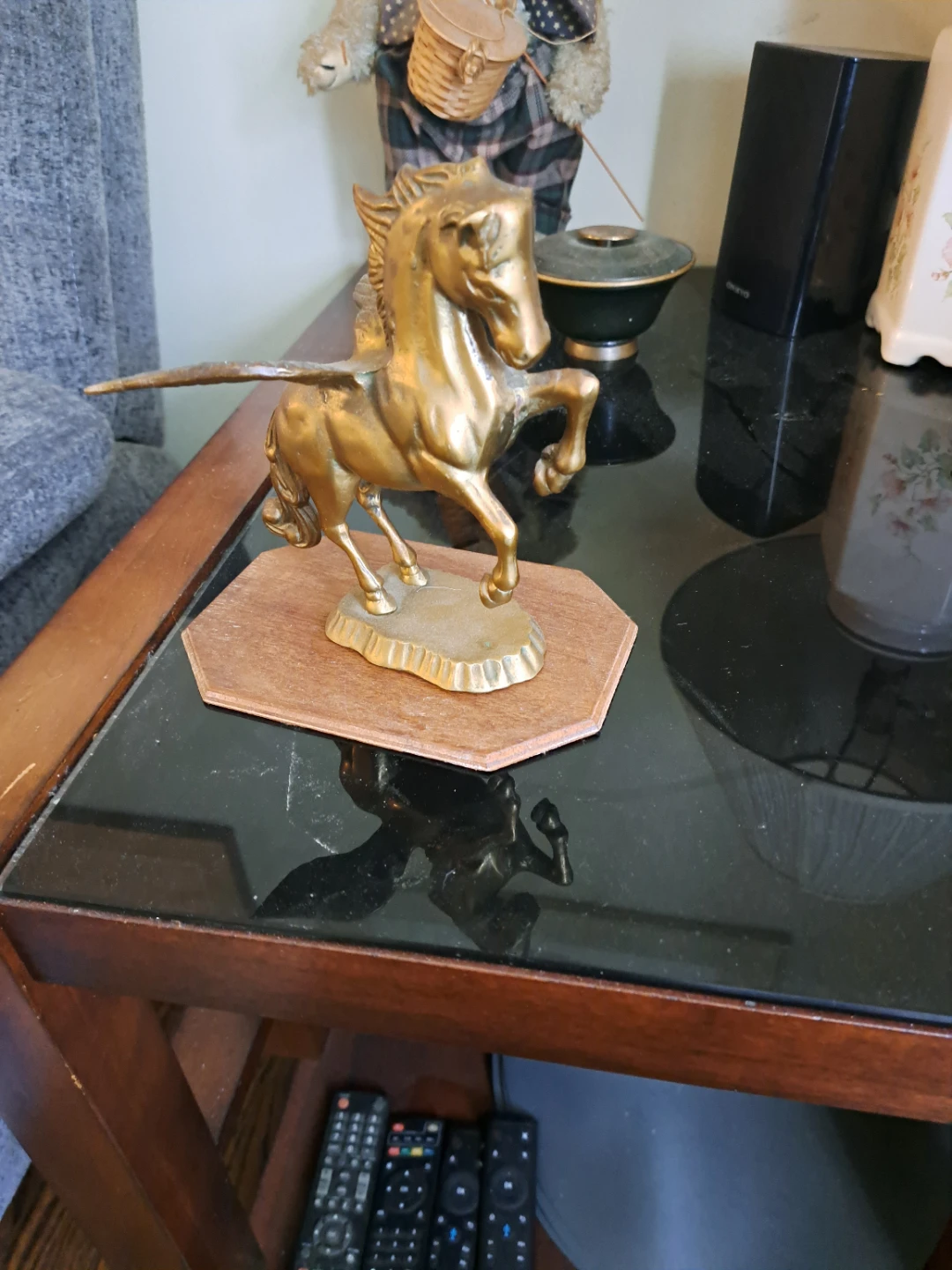 Brass Pegasus Statue on Wood Base - photo 2