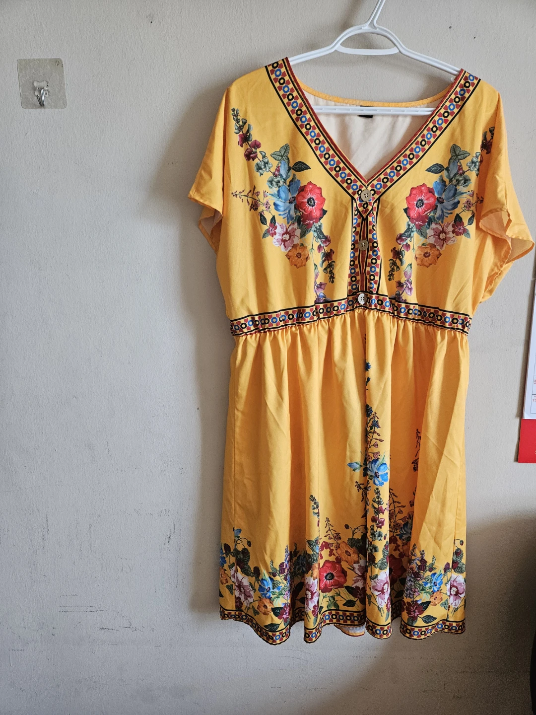 Yellow Floral Short Sleeve Dress - photo 2