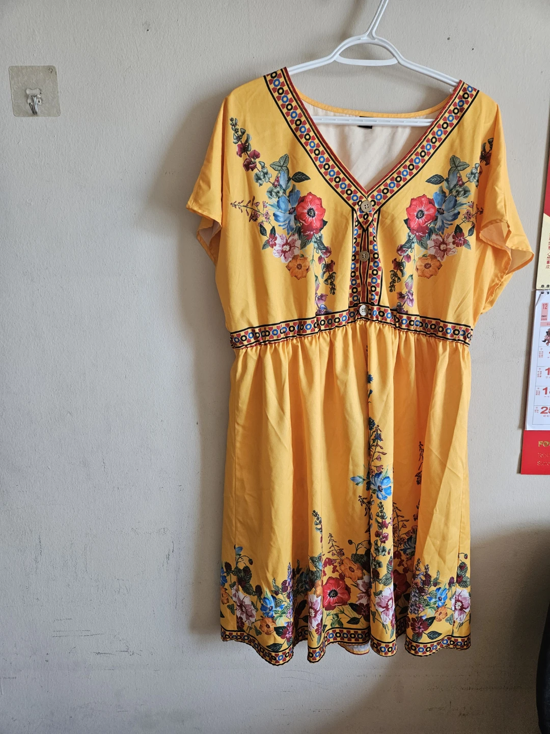 Yellow Floral Short Sleeve Dress - photo 3
