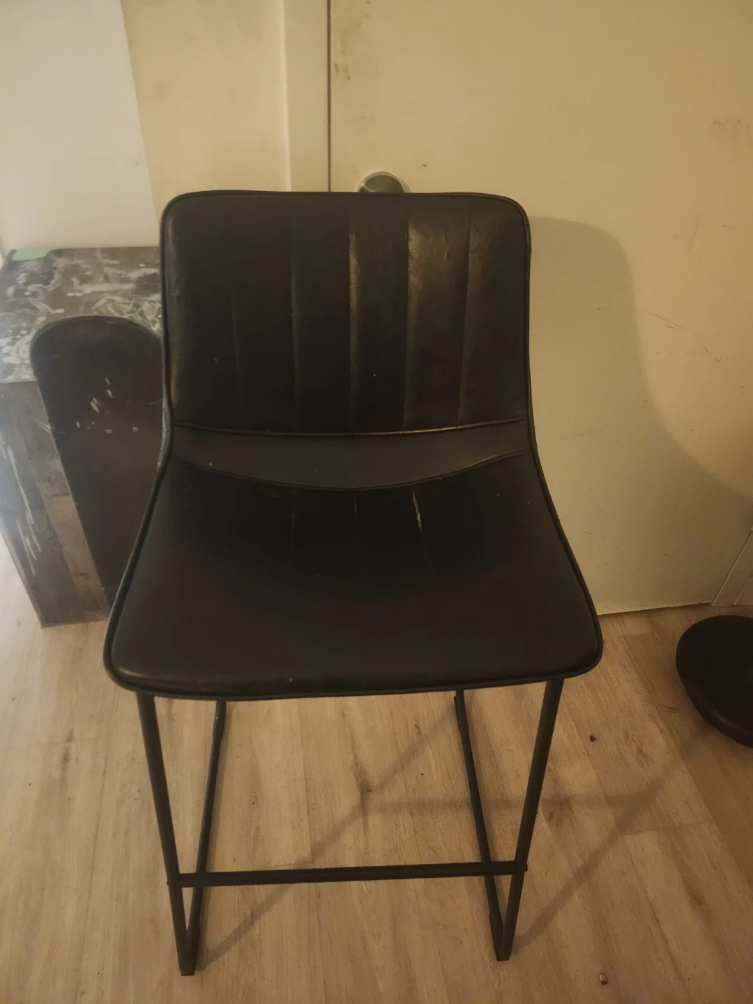 Black Faux Leather Bar Stool