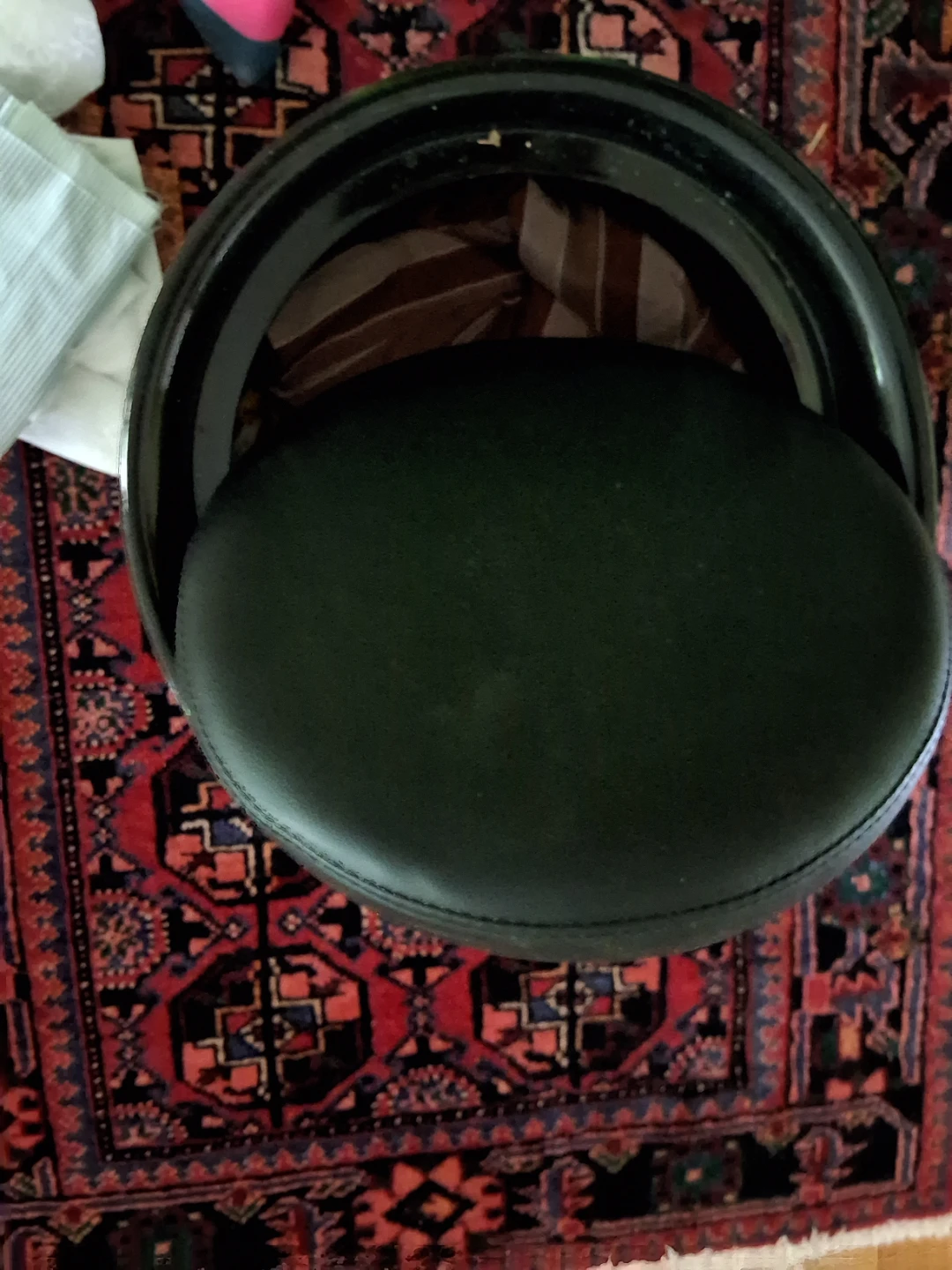 Black Round Storage Ottoman - photo 2