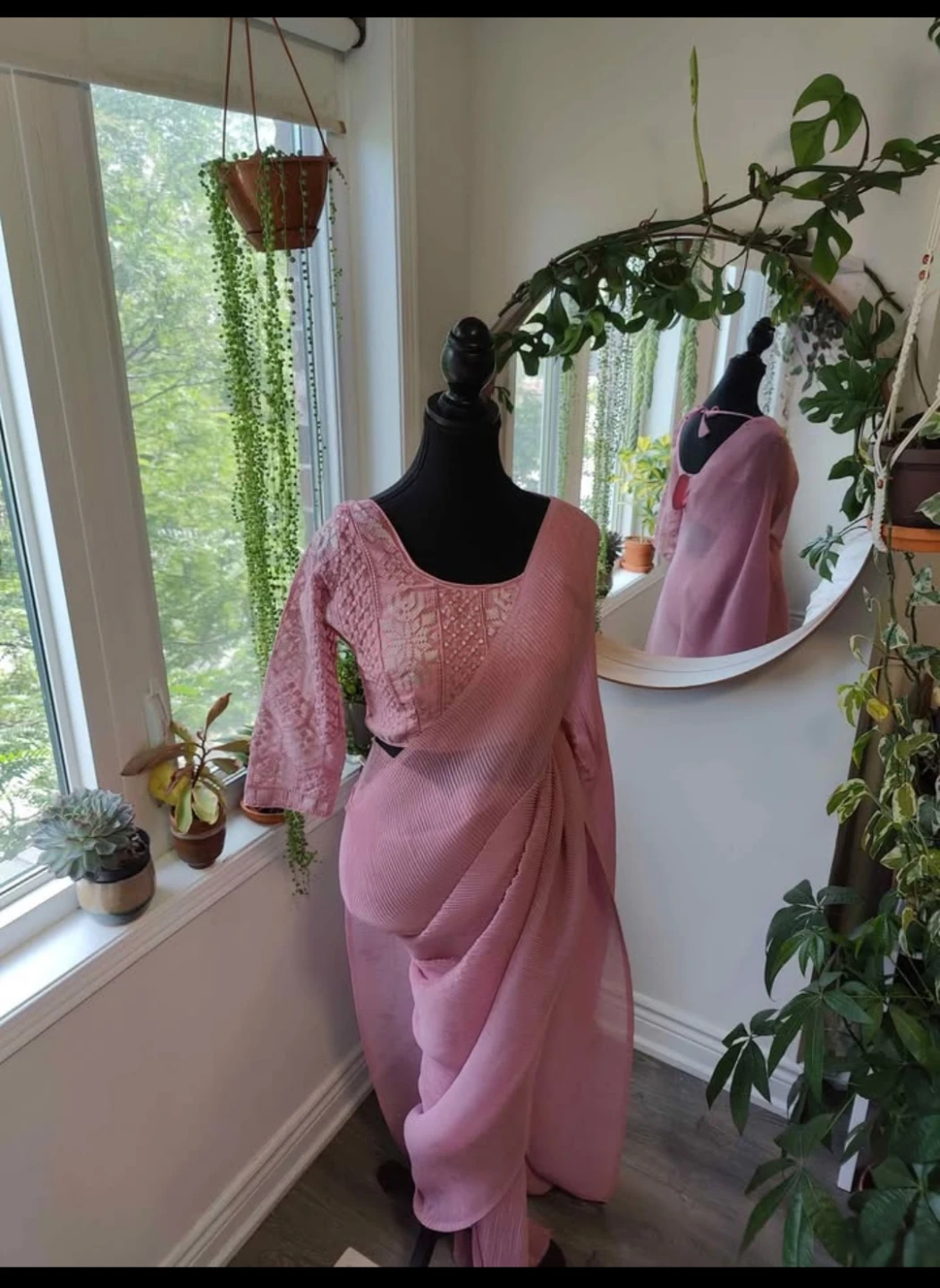 Pink Saree with Embroidered Blouse⚽️ - photo 3