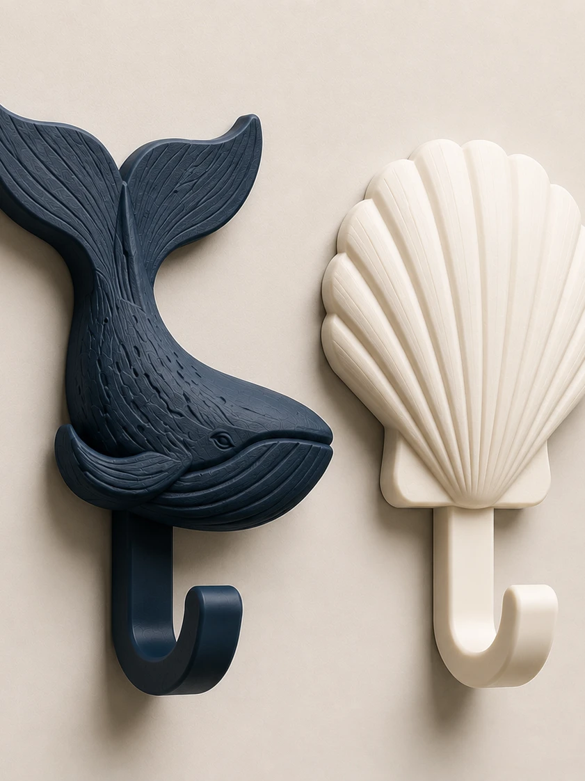 Nautical Themed Wall Hooks - Whale and Seashell Designs