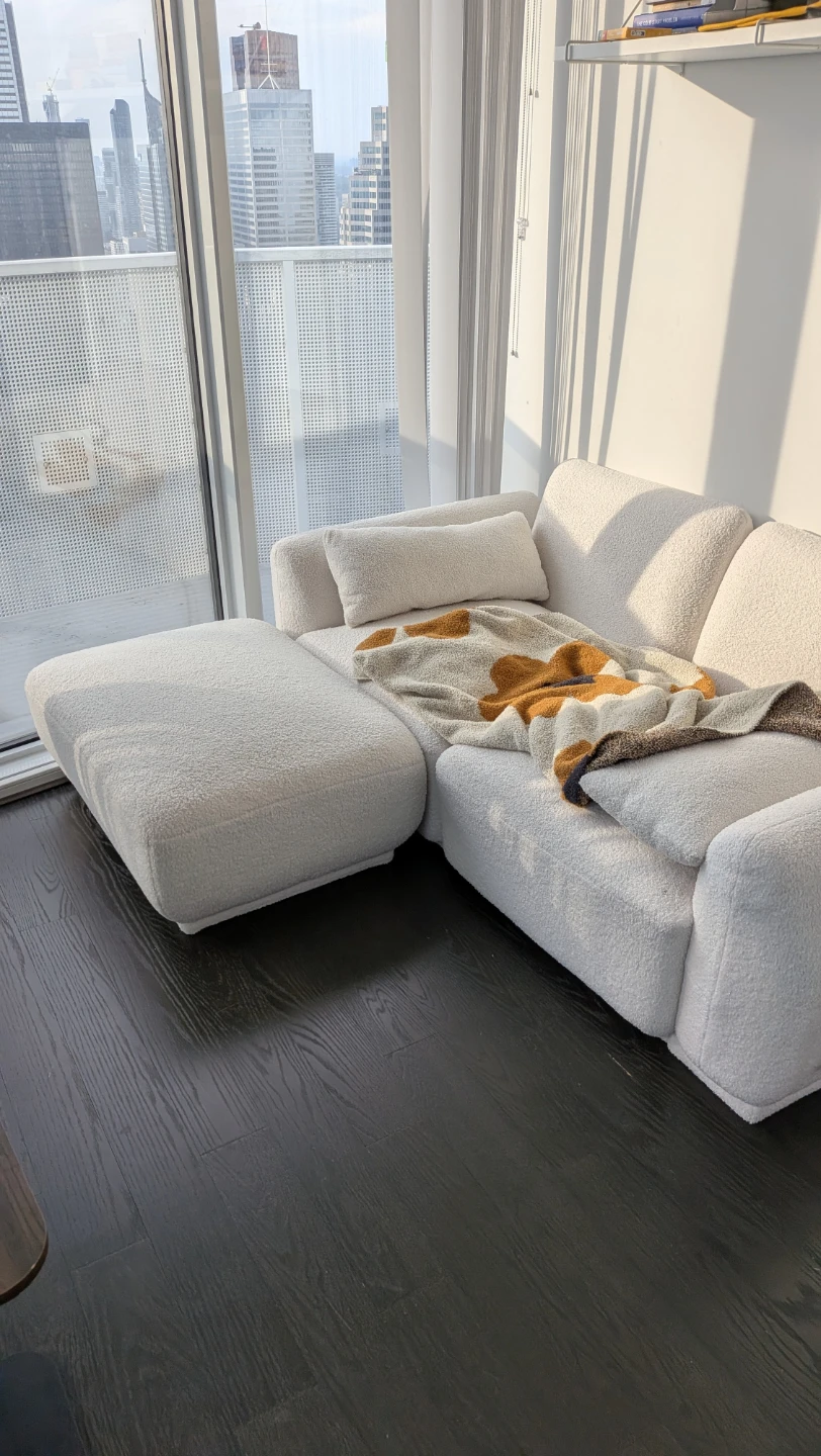 White Bouclé Sectional Sofa