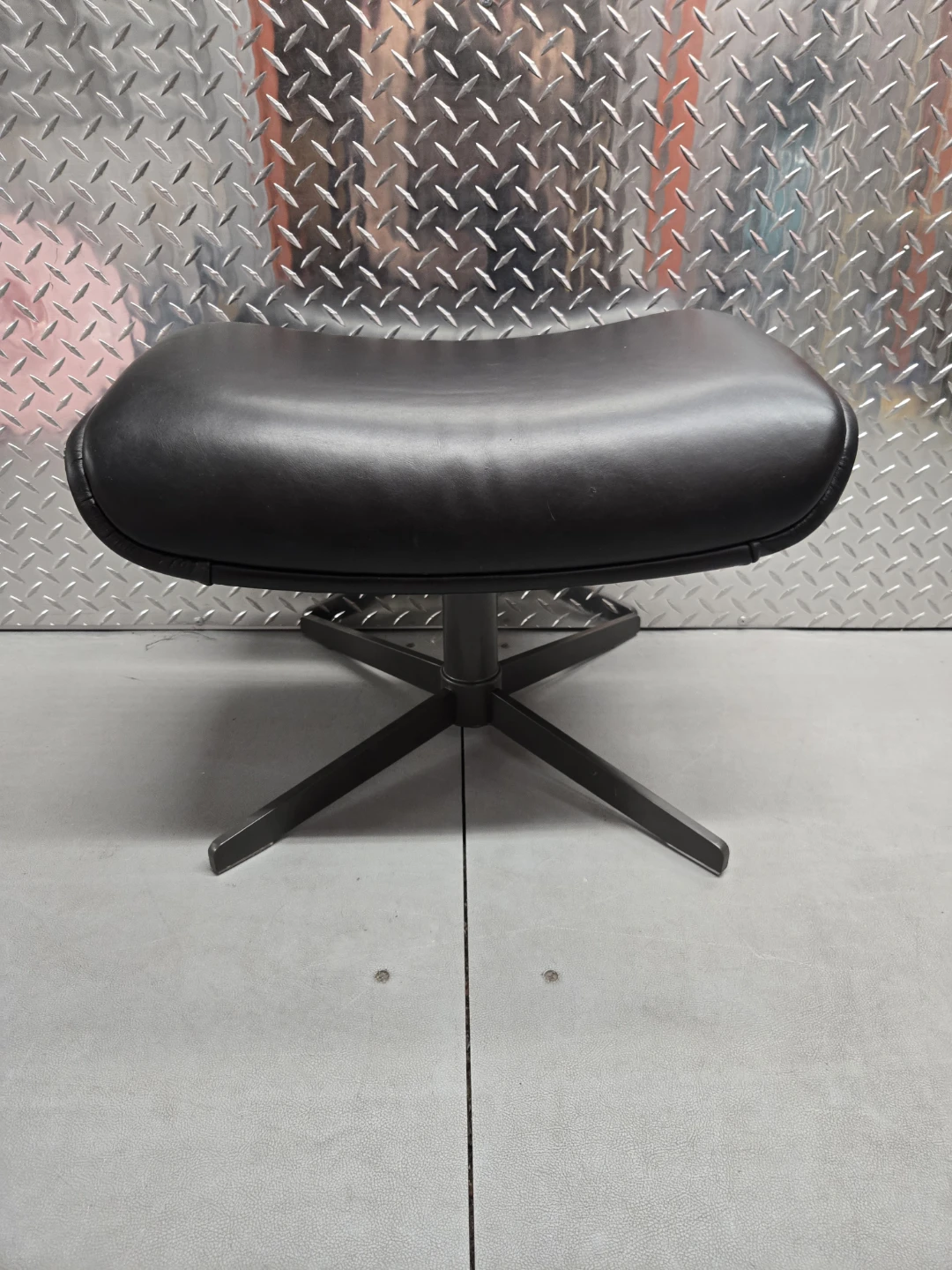Article Black Genuine Leather Modern Swivel Ottoman