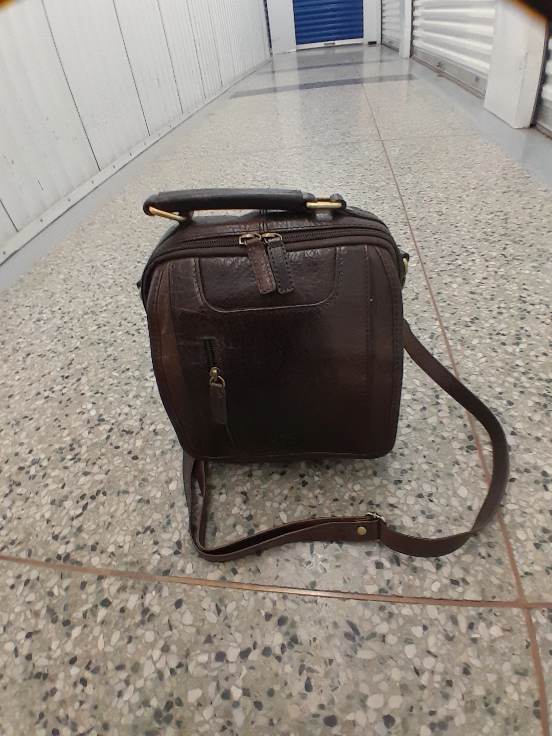 Mangini Dark Brown Leather Crossbody vintage Bag - photo 4