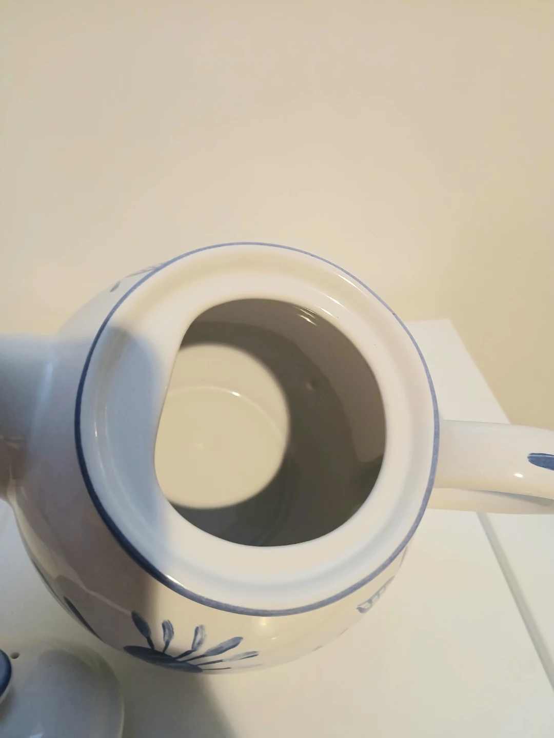 White Ceramic Corelle Teapot with Blue Floral Design - photo 2