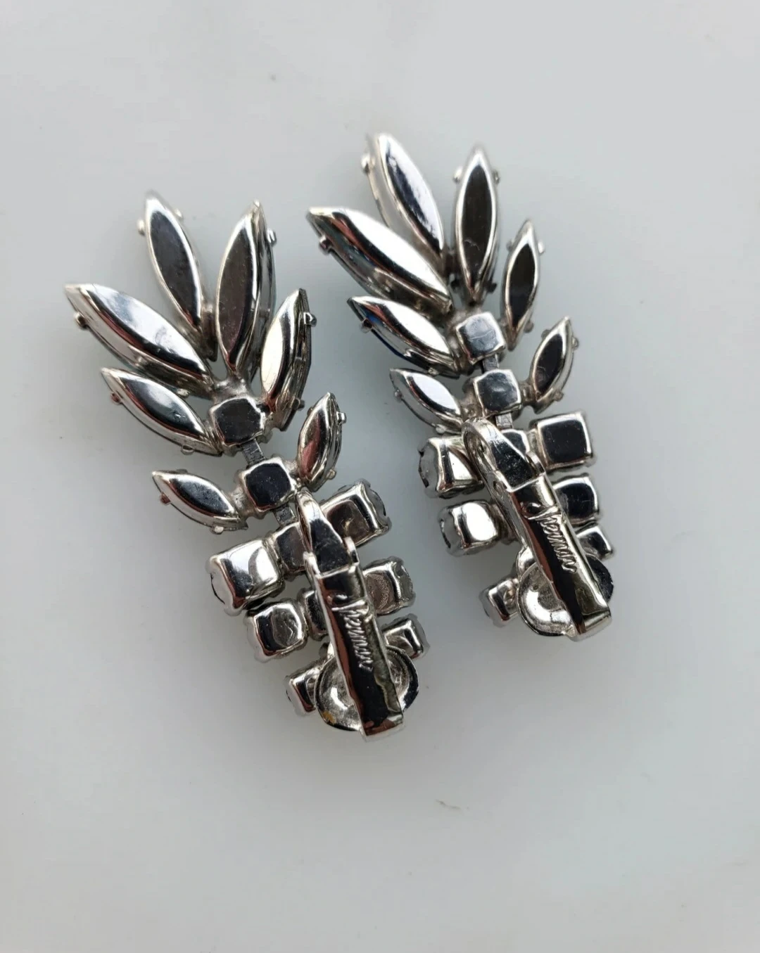 Vintage Sherman Blue Rhinestone Chandelier Earrings - photo 4