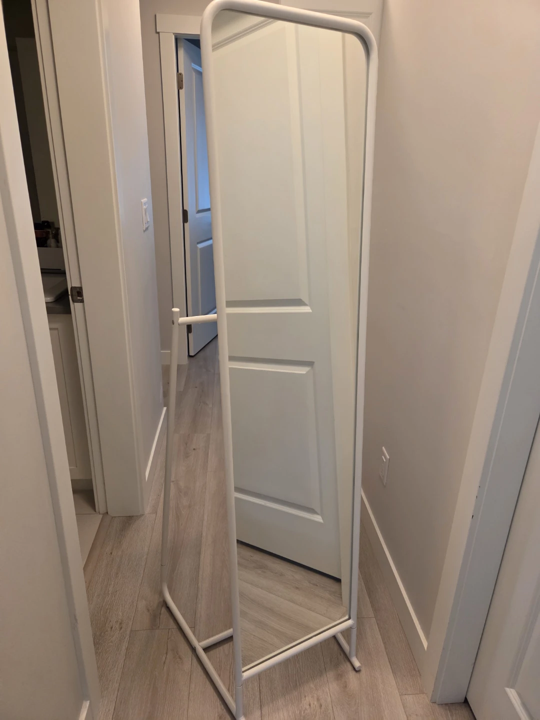 IKEA White Standing Mirror with Hooks - photo 2
