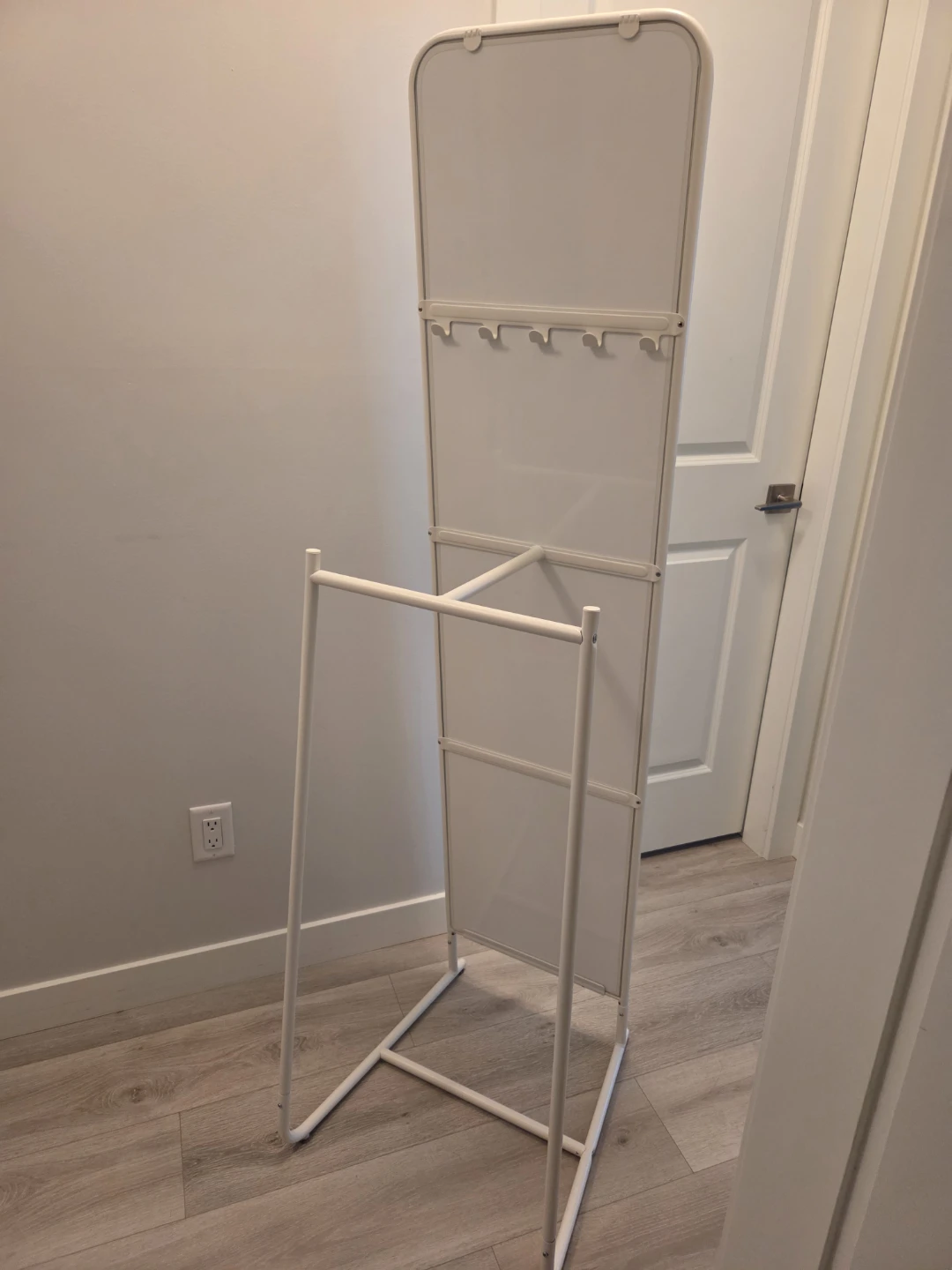 IKEA White Standing Mirror with Hooks - photo 3