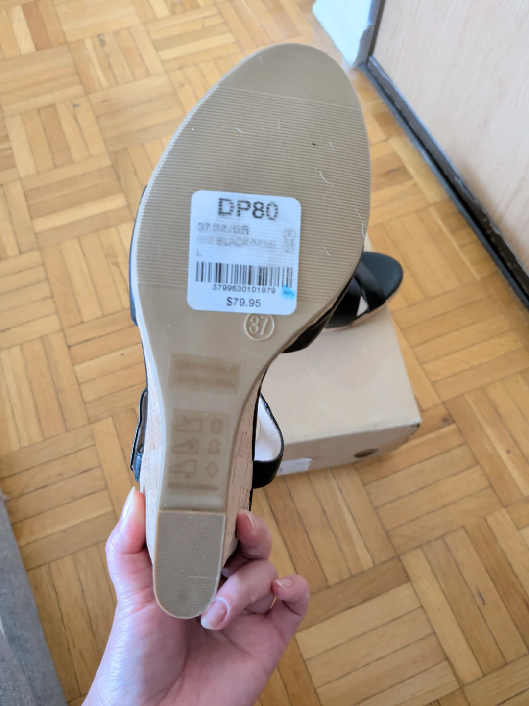Black Wedge Sandals Size 37 - photo 3