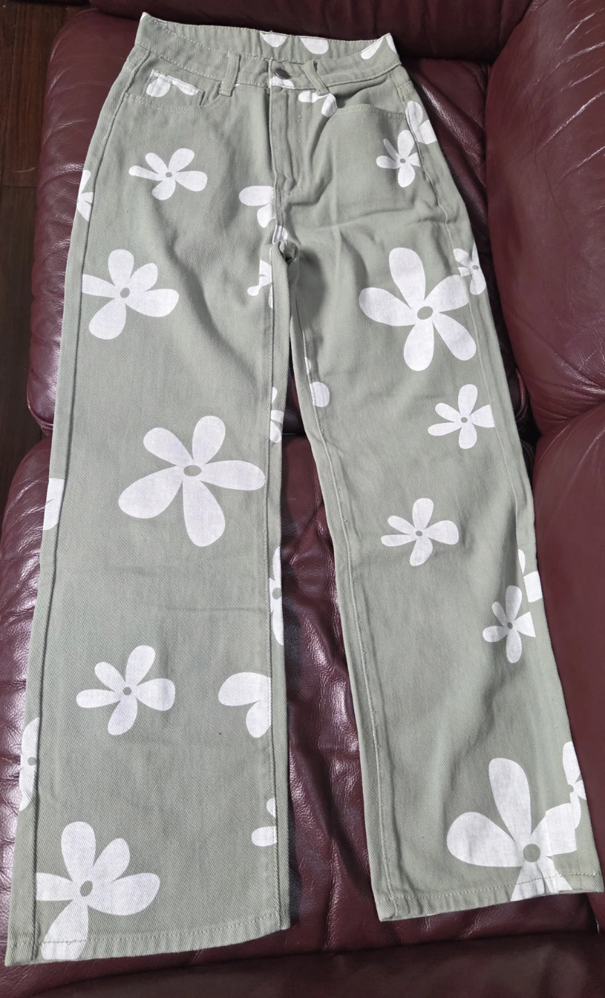 Wide Leg Daisy Print Jeans