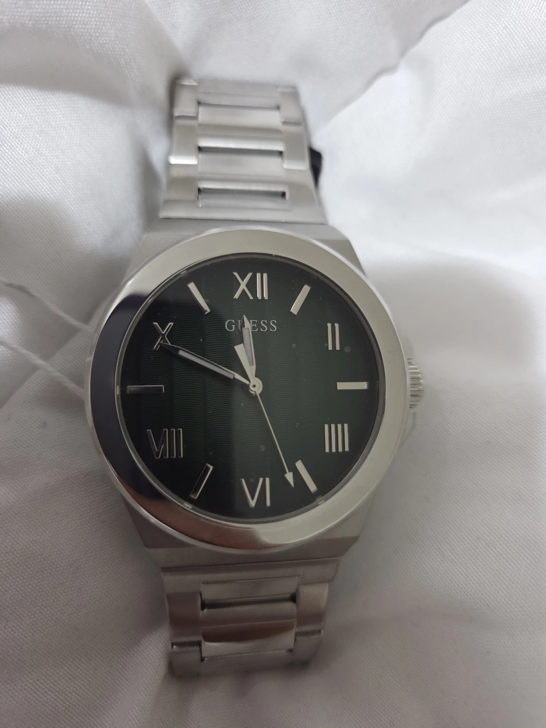 Guess Men's Silver Watch with Olive Dial - photo 3