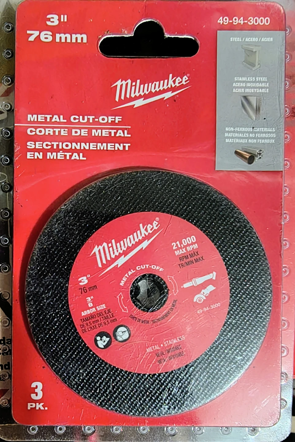 Milwaukee 3" Metal Cut-Off Wheels (3 Pack)