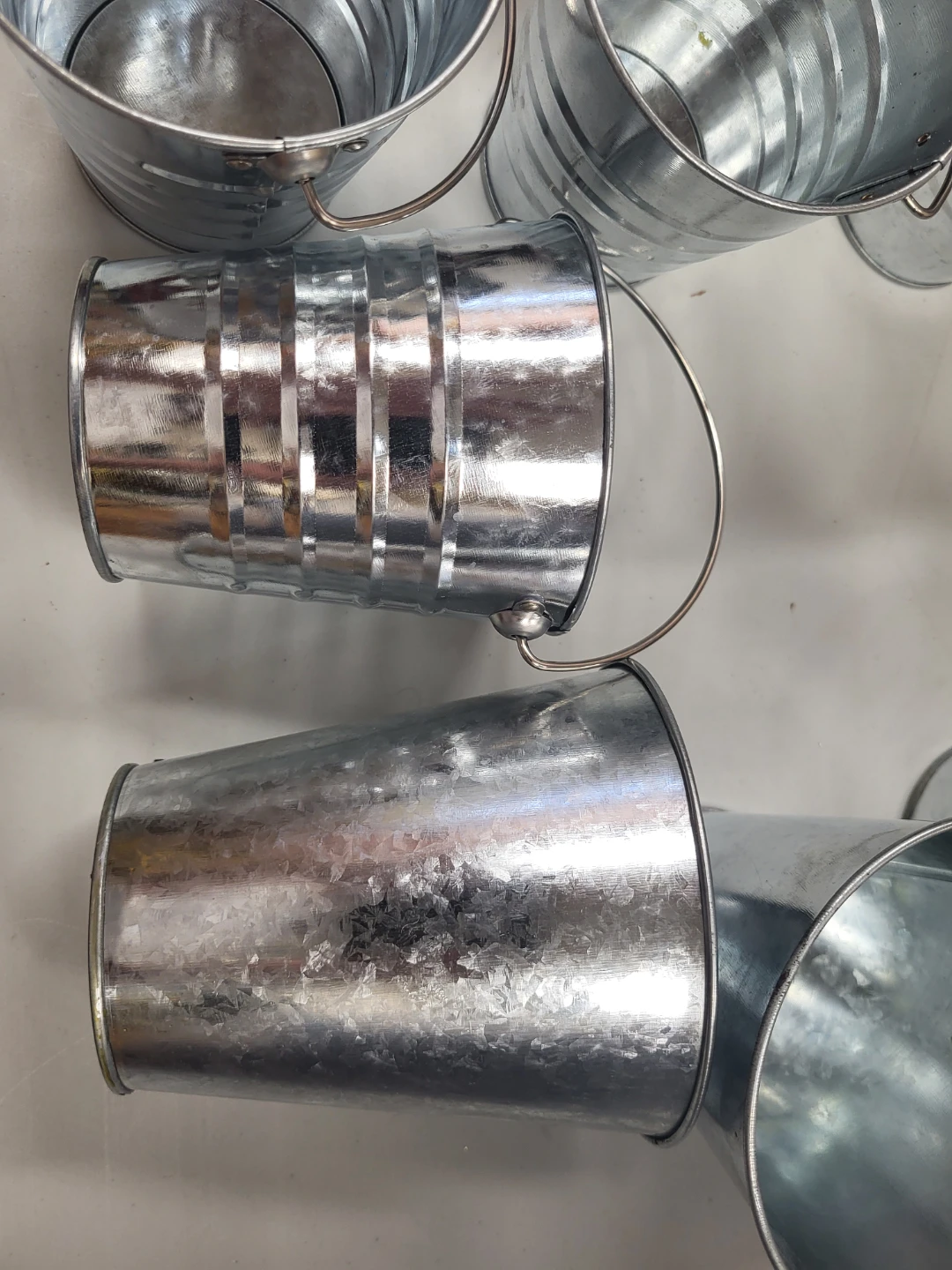 Set of 7 Galvanized Metal Pails - photo 3