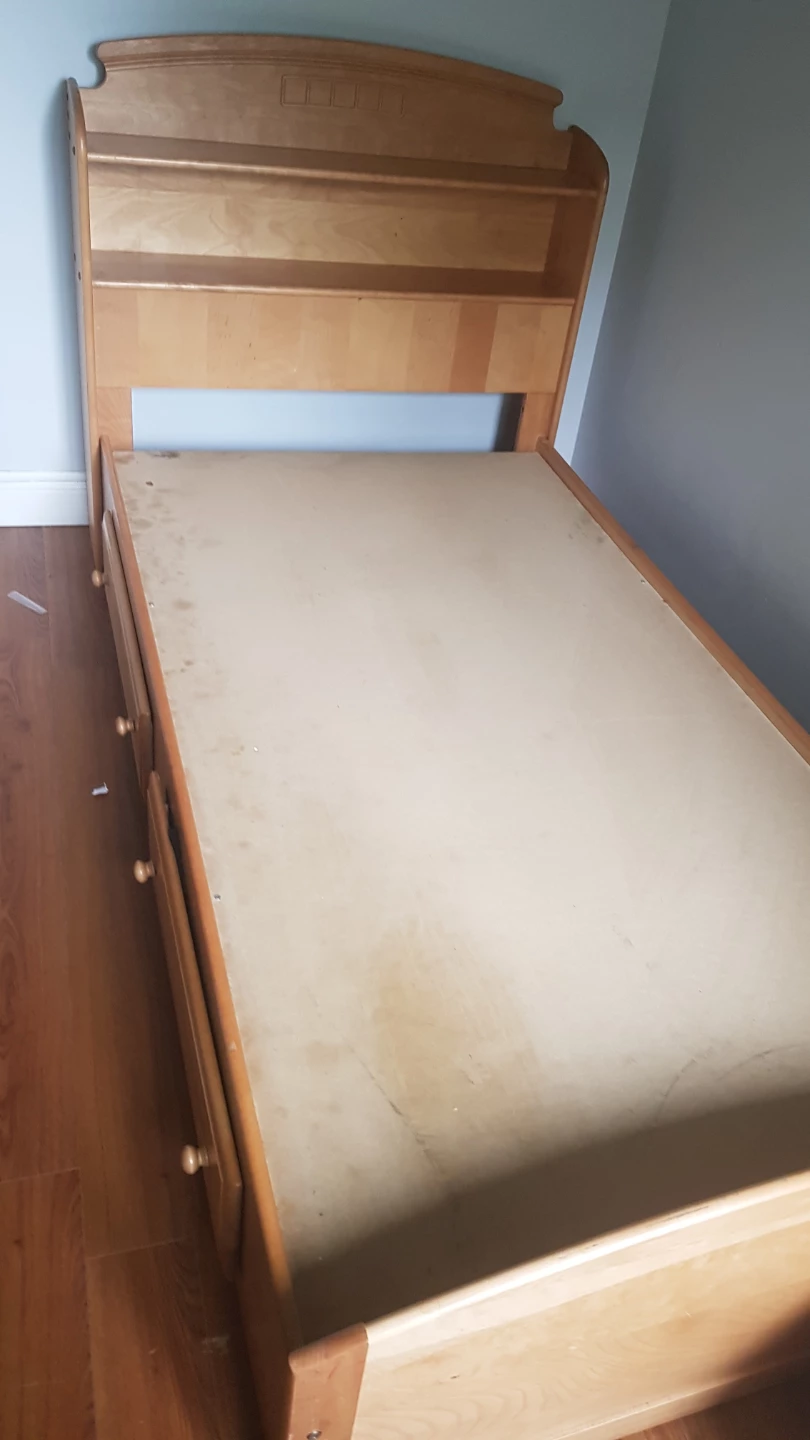 Wooden Twin Bed Frame with Drawers