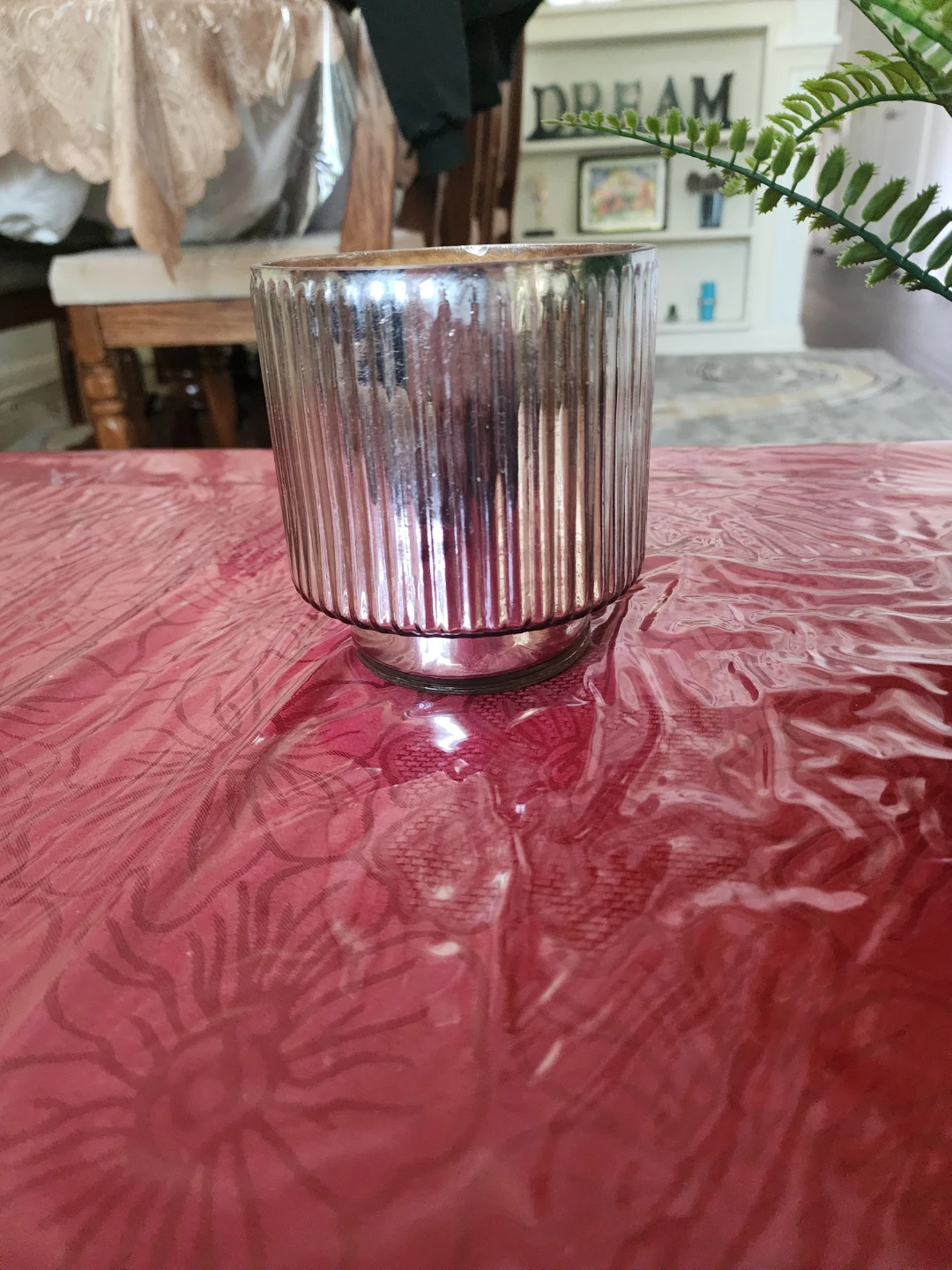 Artificial Fern Plant in Silver Ribbed Pot - photo 4