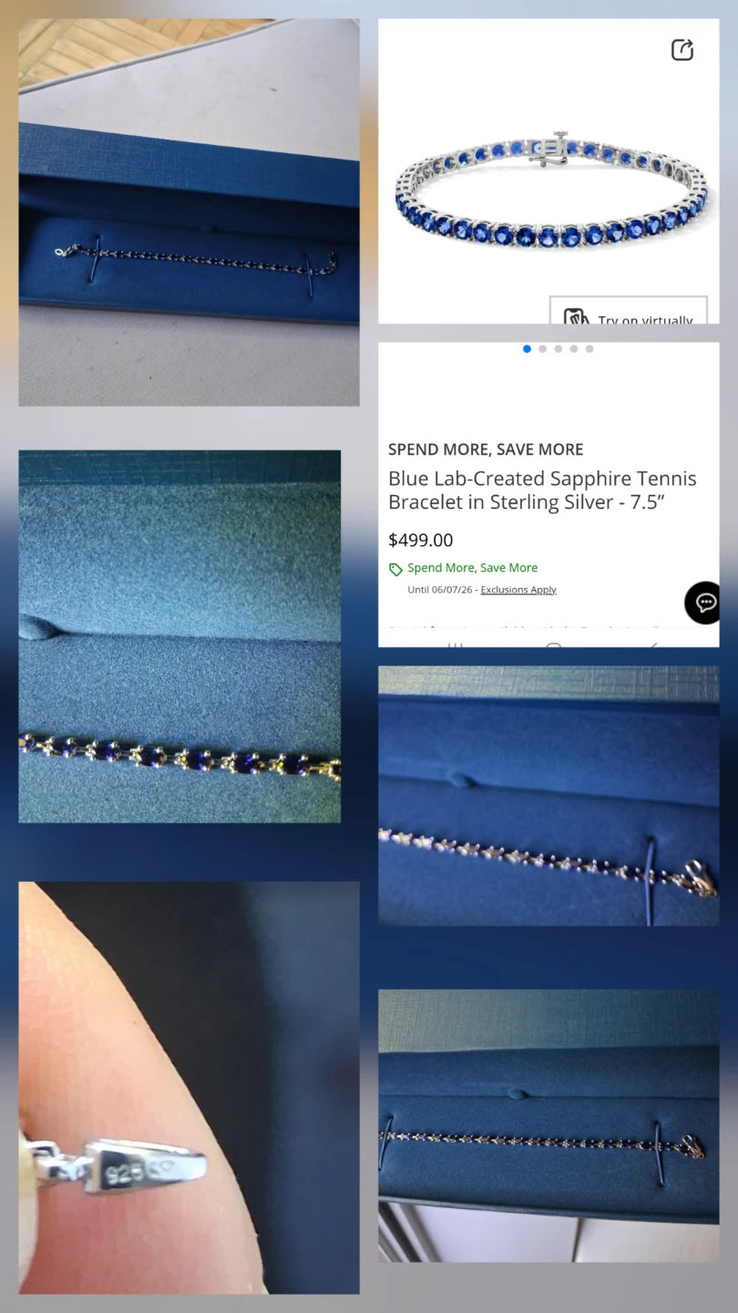 Peoples Blue  Sapphire Tennis Bracelet Sterling Silver 7.5" - photo 2