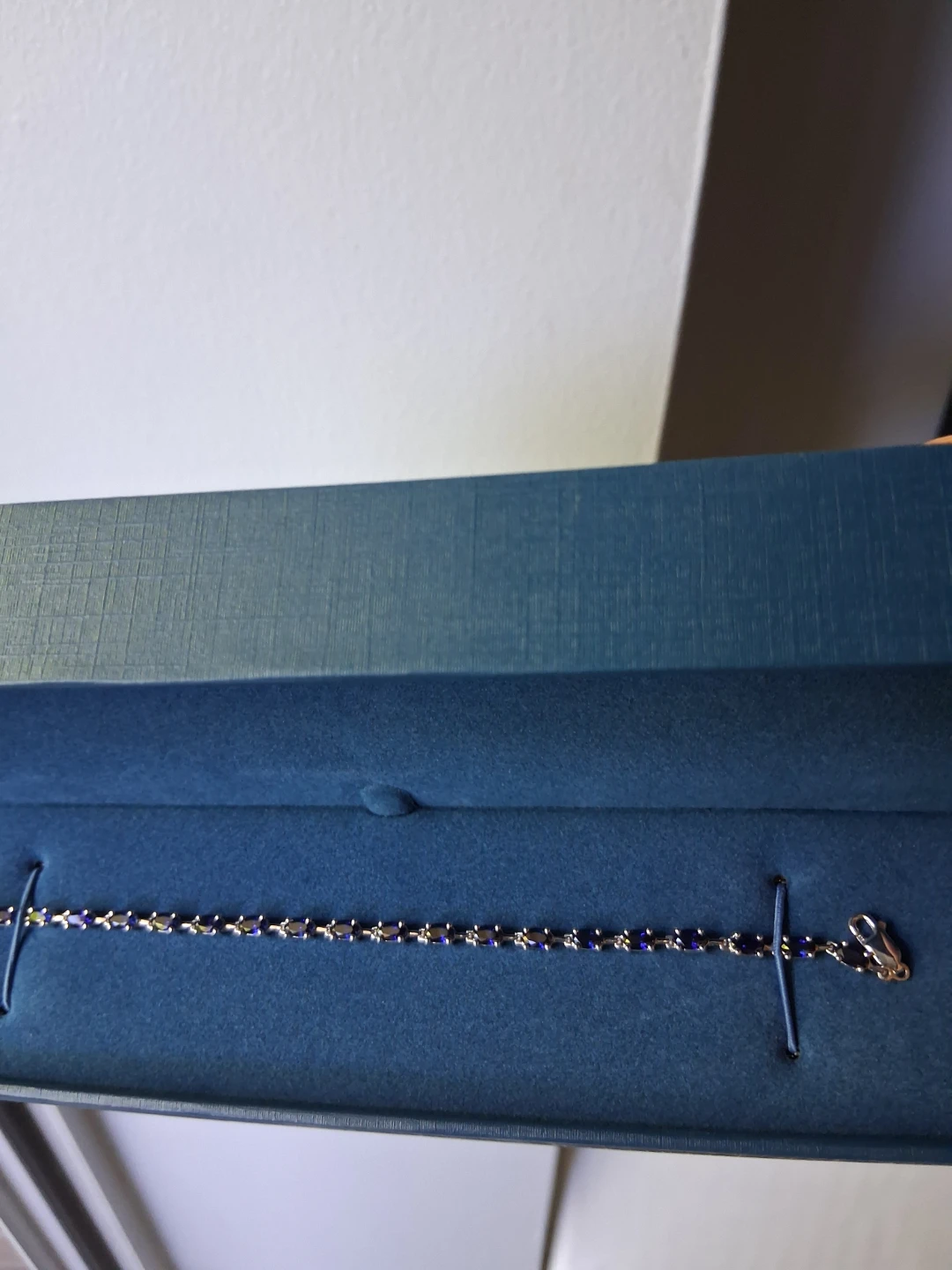 Peoples Blue  Sapphire Tennis Bracelet Sterling Silver 7.5" - photo 3
