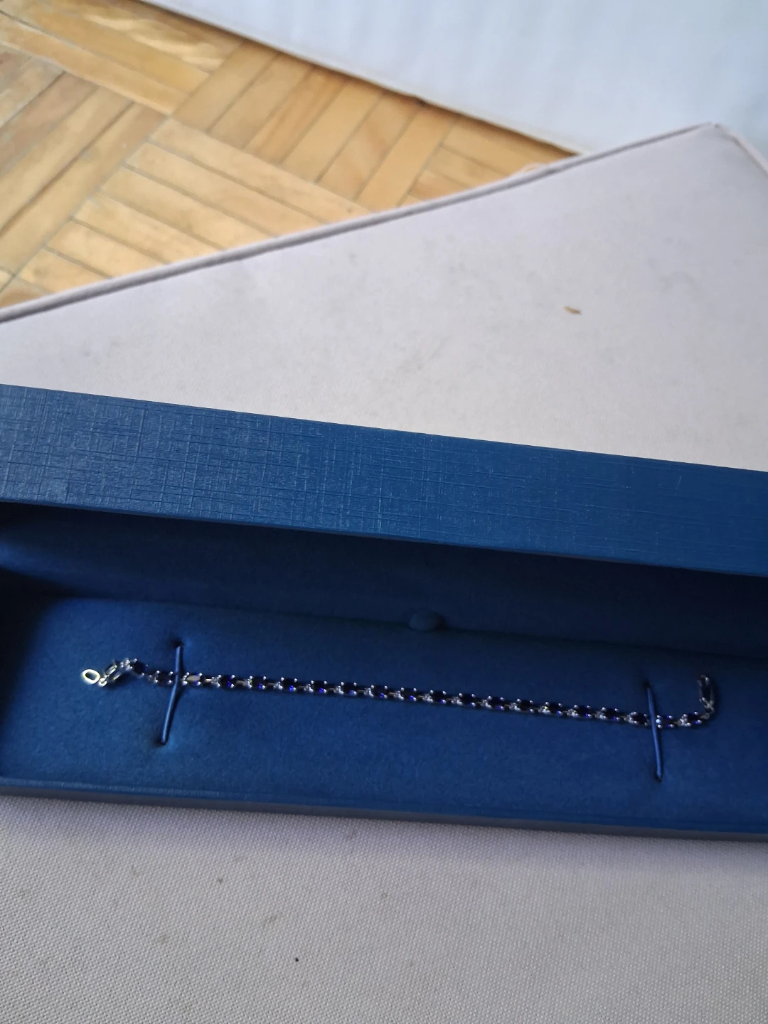 Peoples Blue  Sapphire Tennis Bracelet Sterling Silver 7.5" - photo 4