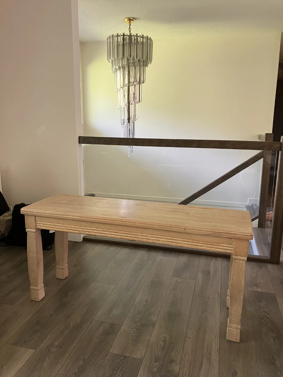 Ethan Allen Solid Wood Sofa / Console Table – Light Oak