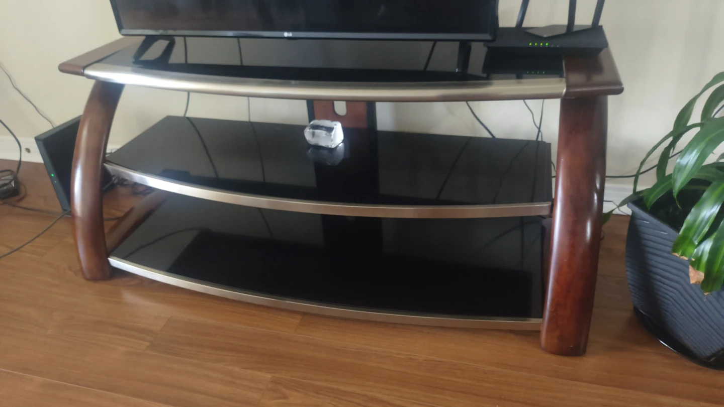 TV Stand with Glass Shelves