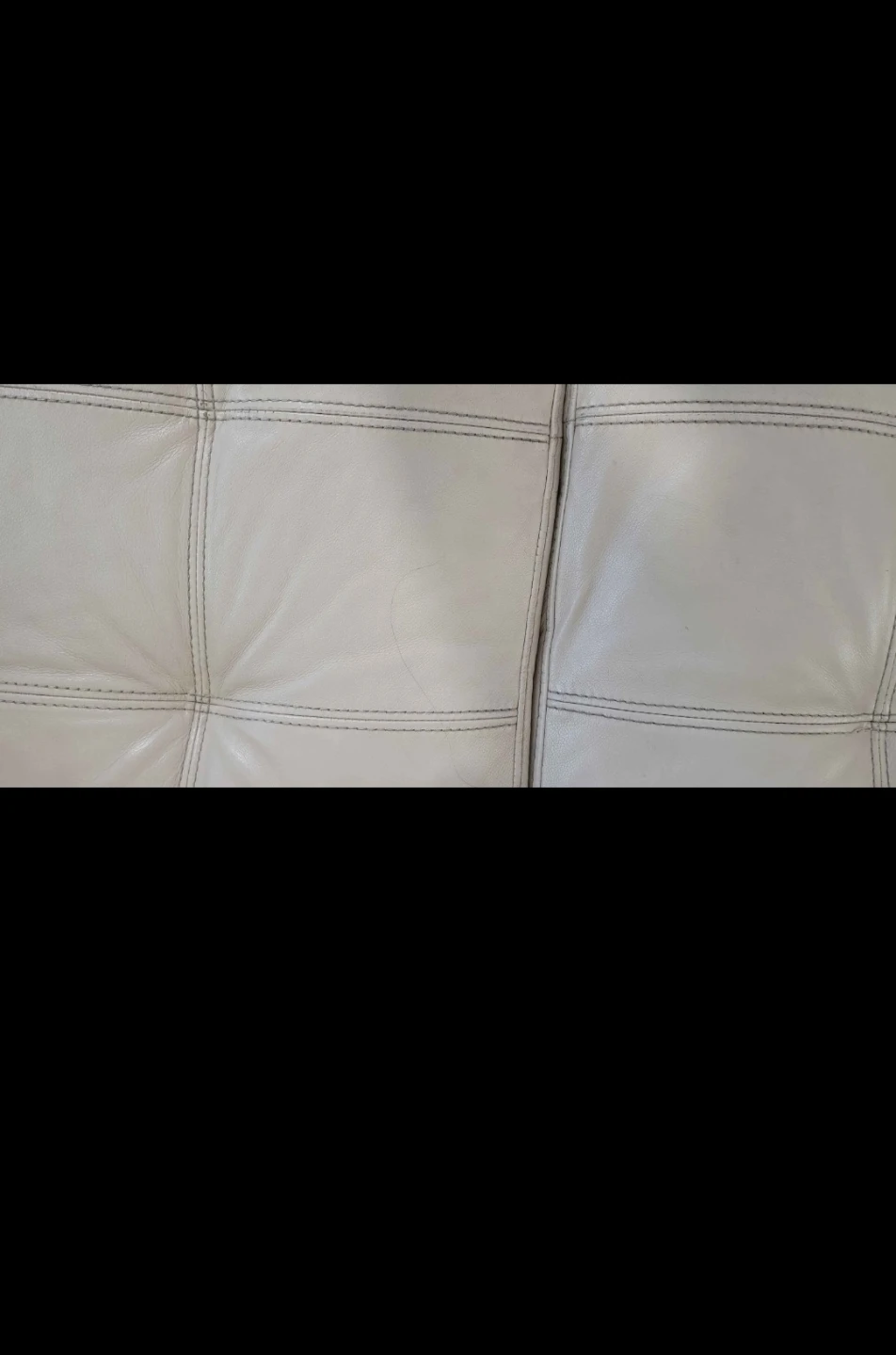 Cream Leather Loveseat Sofa - photo 3
