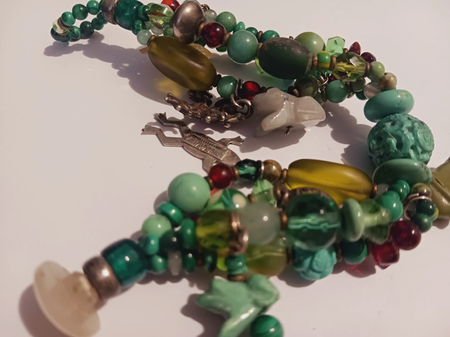 NAVAJO STERLING SIGNED STERLING SILVER GEMSTONE CHARMS  BRACELET - photo 5