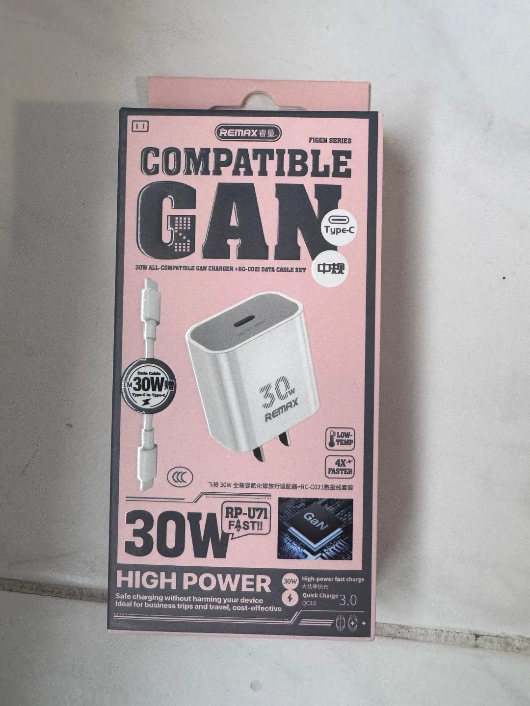 Remax 30W GaN Fast Charger with Type-C to Type-C Cable