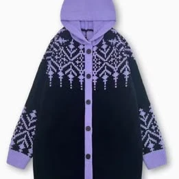 Black and Lilac Fair Isle Knit Cardigan - photo 2