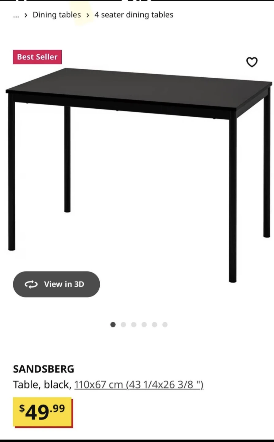Ikea SANDSBERG Black Dining Table - photo 3